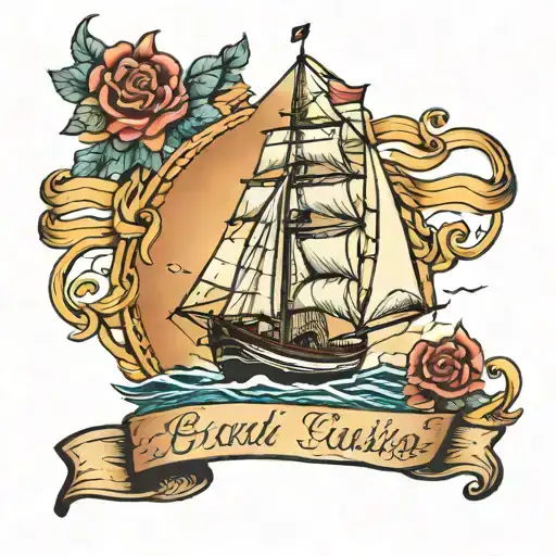 boat sailing tattoo design idea