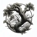 perspective & poison tree branch tattoo design idea