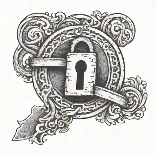lock with semi colon mental health tattoo design idea