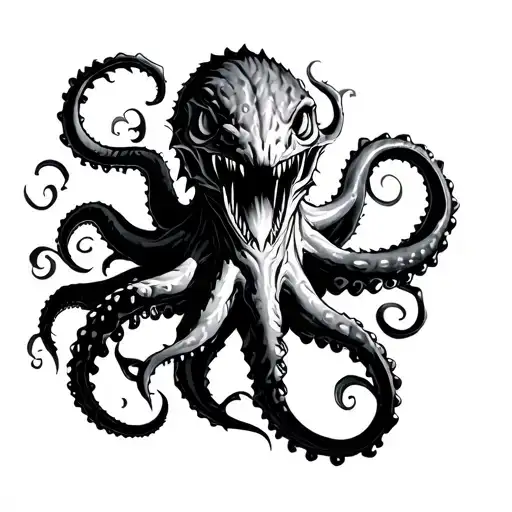 kraken sea monster tattoo design idea
