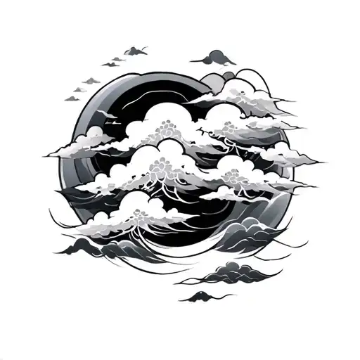 japanese clouds for fore arm tattoo design idea