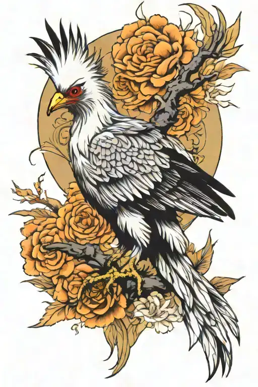 secretary bird tattoo design idea