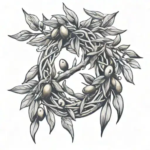 Olive tree wreath around neck tattoo tattoo design idea