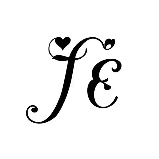 letters J "heart" E cursive font tattoo design idea