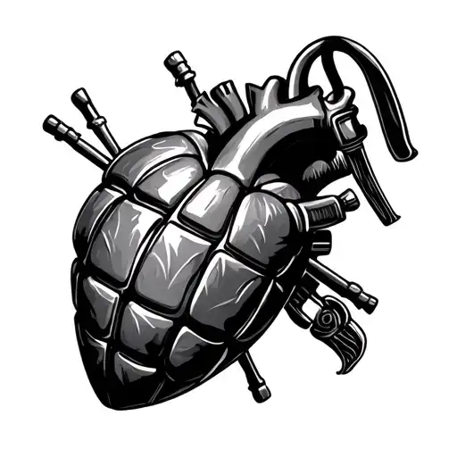 grenade heart tattoo design idea