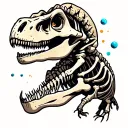 space themed, dinosaur skeleton tattoo design idea