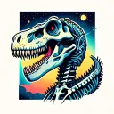 space themed, dinosaur skeleton tattoo design idea