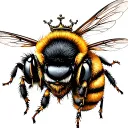 bee with crown tattoo design idea