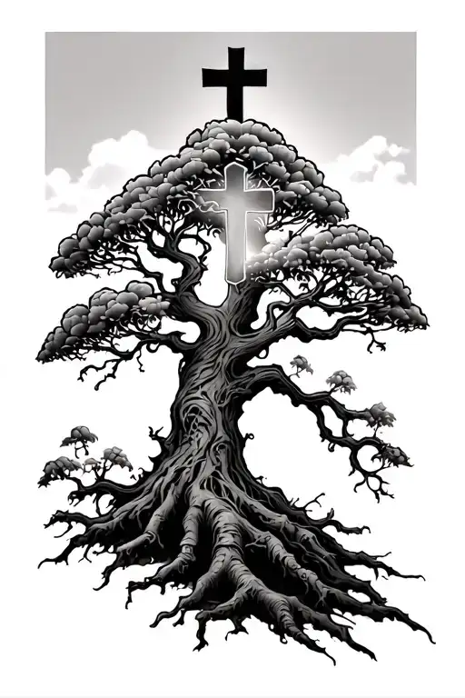 poison tree with a cross tattoo design idea