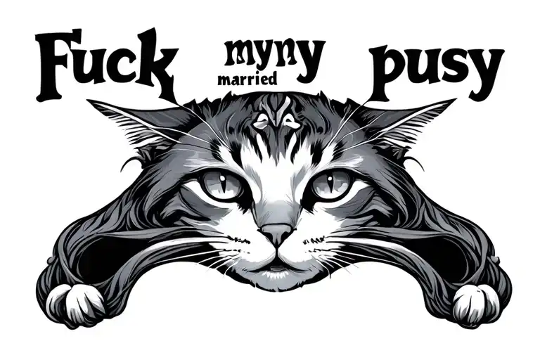 "Fuck my married pussy" vulva shaped wilderness tattoo design idea