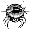 Venus Fly Trap fish and spiders web with a Hindi tattoo design idea