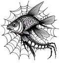 Venus Fly Trap fish and spiders web with a Hindi tattoo design idea