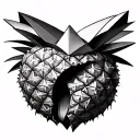 origami-styled vaginal swinger upside-down pineapple tattoo design idea