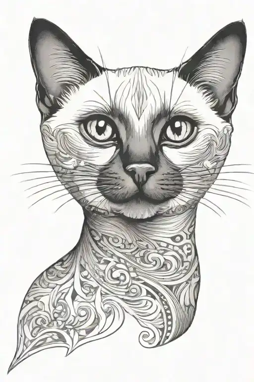siamese cat sitting tattoo design idea