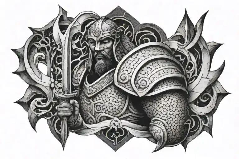 heimdall like warrior tattoo design idea