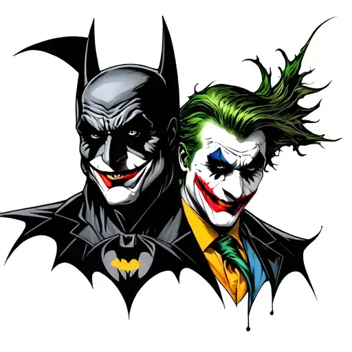 joker and batman logo tattoo design idea