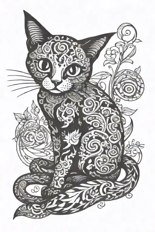 Coraline cat tattoo design idea