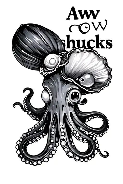 "Aww shucks " octopus and an oyster pearl tattoo design idea
