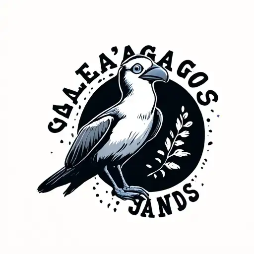 blue footed booby with galápagos islands written around it  tattoo design idea