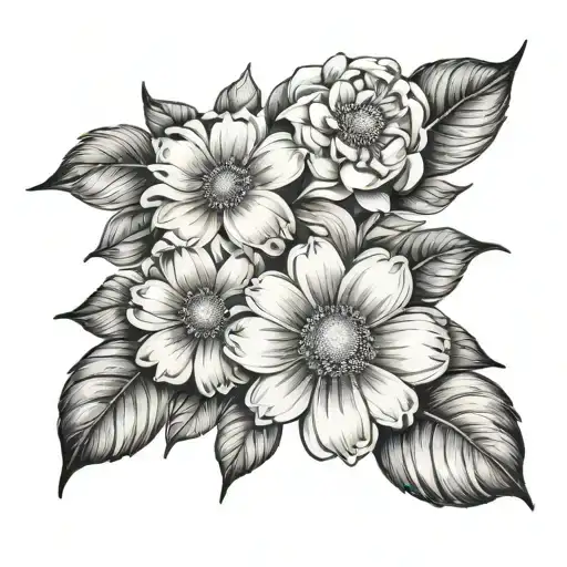 daisy and camellia flower tattoo tattoo design idea