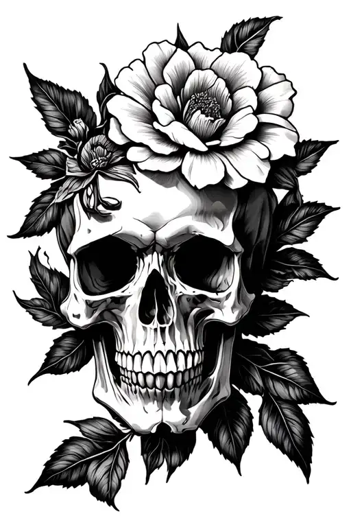 Flor de maga and skull tattoo design idea