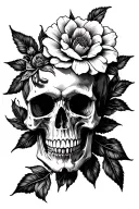 Flor de maga and skull tattoo design idea
