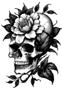 Flor de maga and skull tattoo design idea