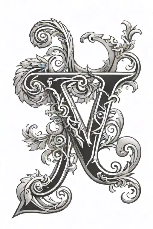 letters P and V incorporated tattoo design idea