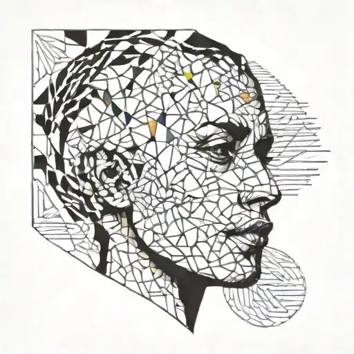 mosaic portrait of a person's face tattoo design idea