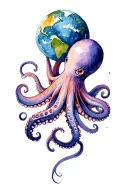 Octopus holding a globe tattoo design idea