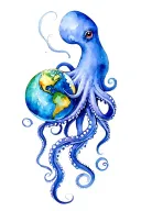 Octopus holding a globe tattoo design idea