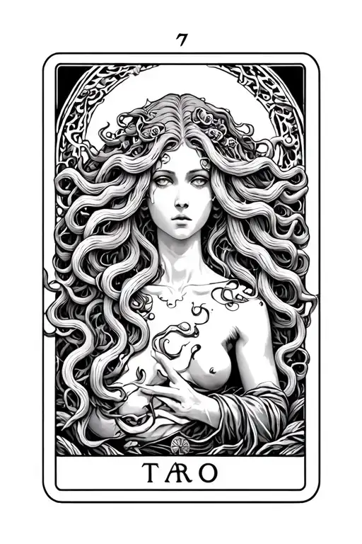 Medusa in a tarot card tattoo design idea