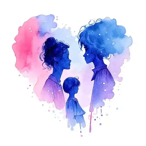 mum dad daughter and son tattoo design idea