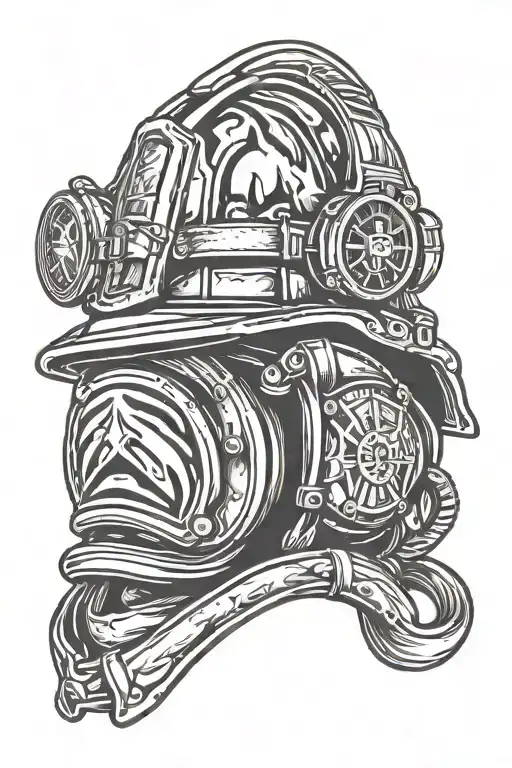firefighter helmet tattoo design idea
