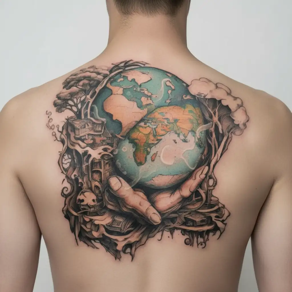 my world and Atlas holds the world tattoo design idea