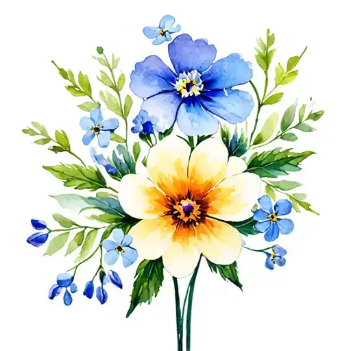 January February may July birth flowers with a forget me not   tattoo design idea