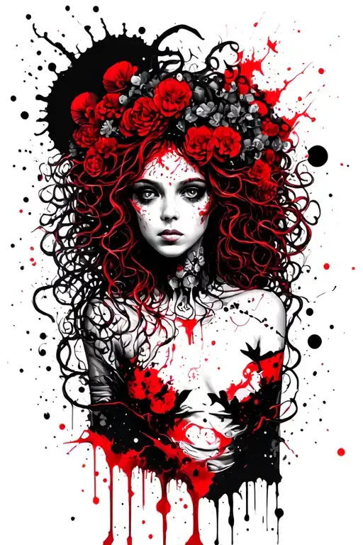 medusa in wonderland fall tattoo design idea