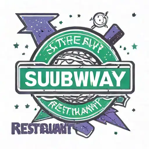 Subway™ Restaurant S recycling Logo, Galaxy, universe, stars, black green white purple blue. tattoo design idea