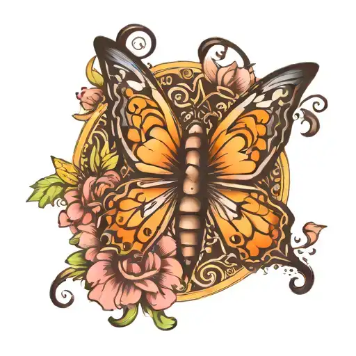 semicolon butterfly cross tattoo design idea
