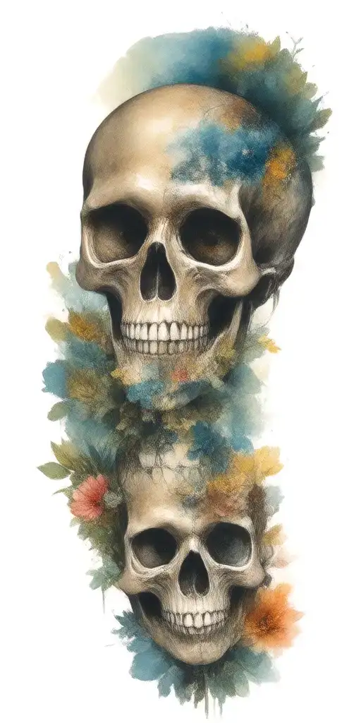 add galaxies to skull eye sockets tattoo design idea