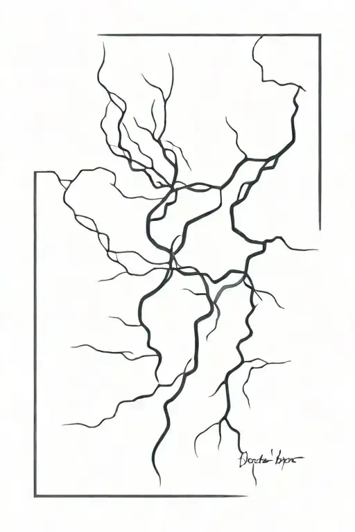 fine smoke, lightning strike, black tattoo design idea