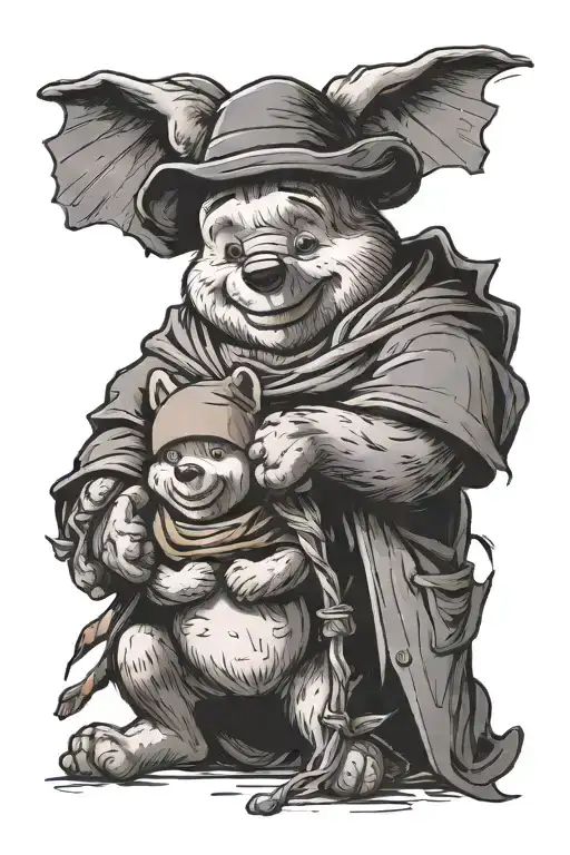 winnie the pooh and harry potter tattoo design idea