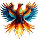 Phoenix with deployed wings tattoo design idea