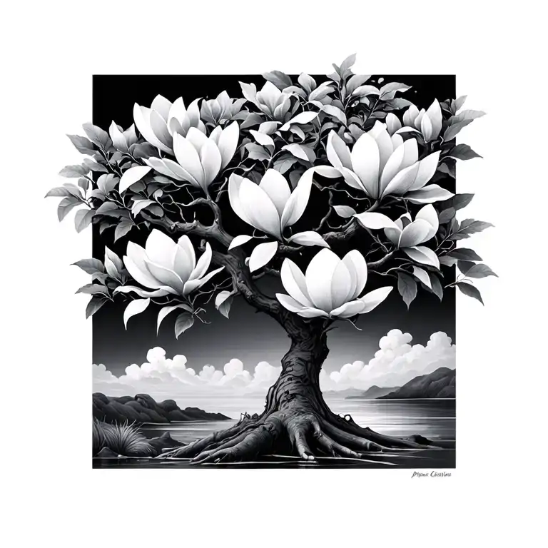 Magnolia Tree tattoo design idea