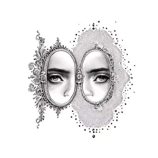 two mirrors facing each other tattoo design idea