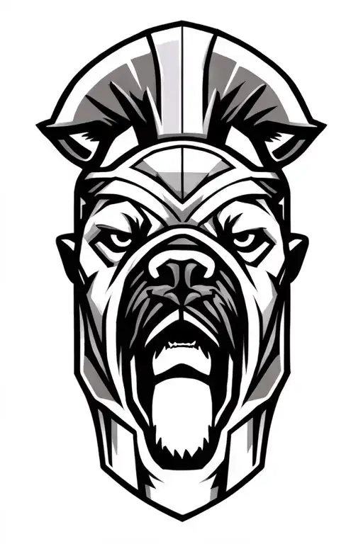 spartan, gladiator, caveman, hulk, and bull dog with USMC elements tattoo design idea