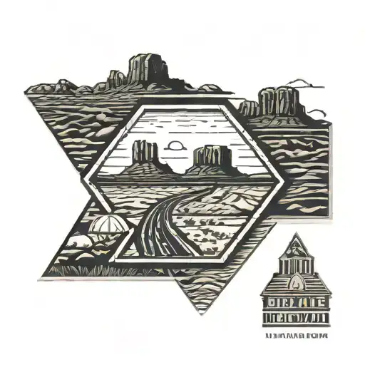 travel stamp. route 66 monument valley tattoo design idea