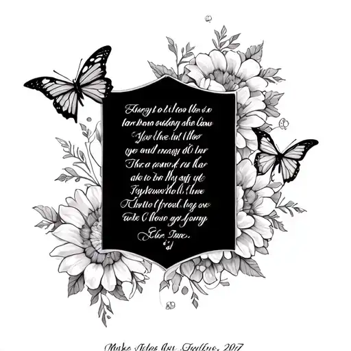 Make a stomach tattoo with flowers butterflies 2007 and a bible scripture  tattoo design idea