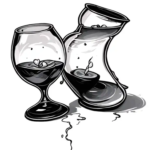 empty hour glass death of a love one, birth of life sadness tattoo design idea