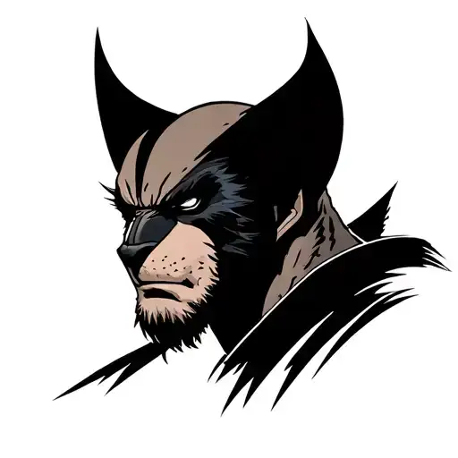 Wolverine animal silhouette looking to right  tattoo design idea